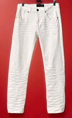 Vassari Los Angeles Men's Jeans Straight Leg Stretch Vintage Ivory Denim 30x31